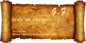 Gnámt Ferenc névjegykártya